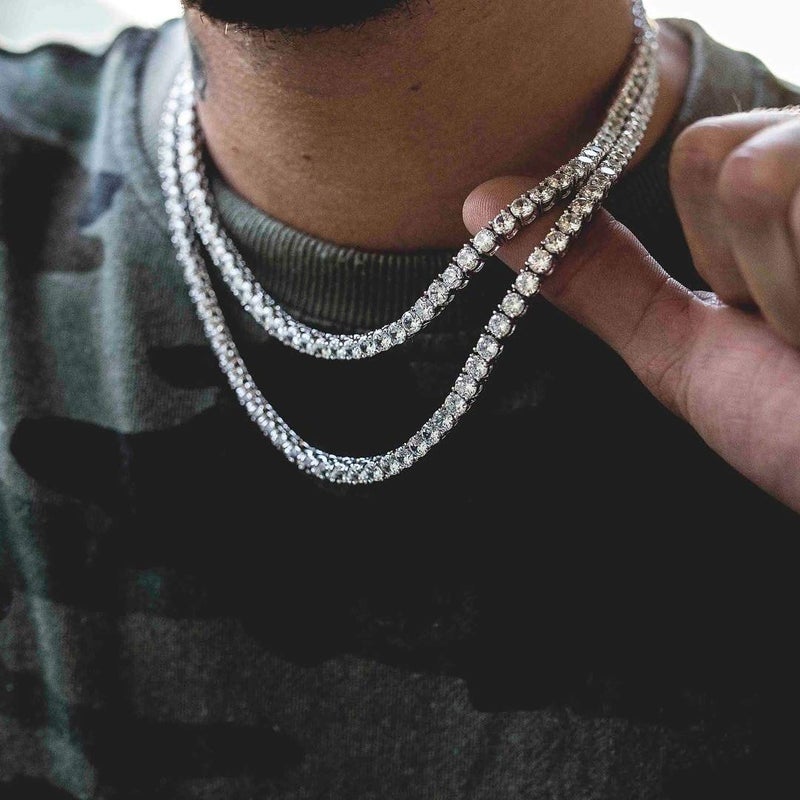 JINAO 18k Gold Plated 1 Row 6MM Lab Simulated Diamond Iced Out CZ Chain Men's Hiphop Tennis Necklace Chain - Image 5